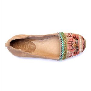 Anthropologie Tan Embroidered Flats
